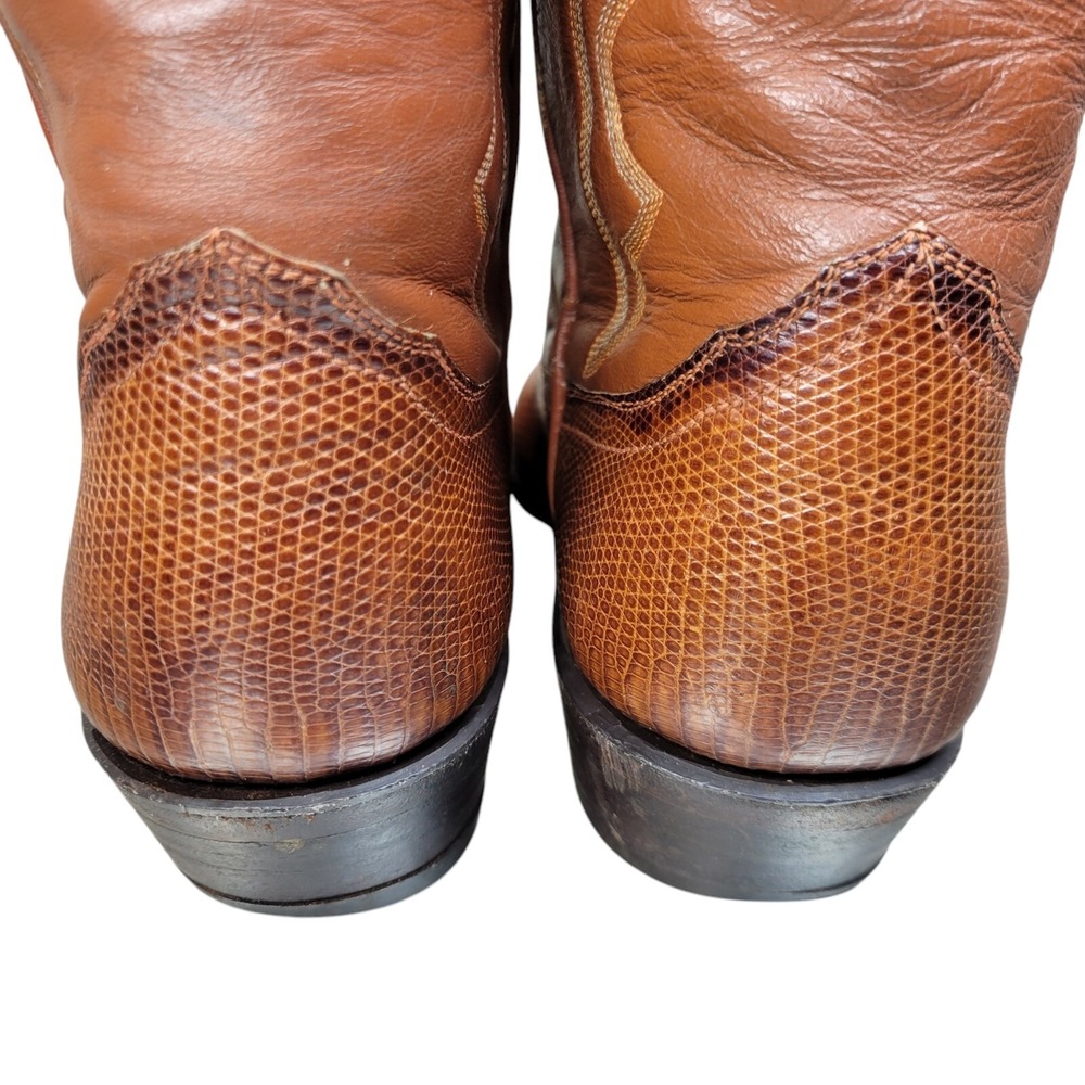 Larry Mahan Lizard Cowboy Boots 3112 Brown Size 7 B Narrow Western Dance - Picture 9 of 15